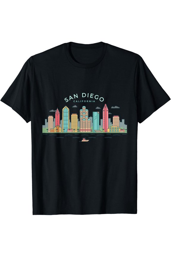 San Diego Skyline Vintage San Diego California T-Shirt