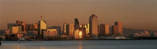 San Diego Skyline at Sunset Canvas Art - Panoramic Images (36 x 12)