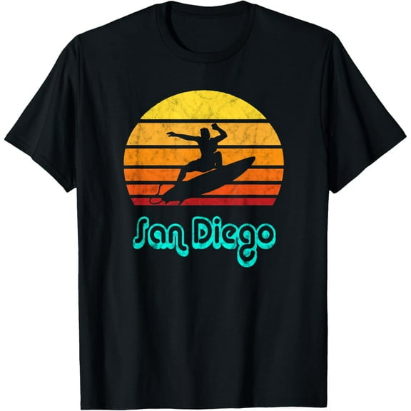 San Diego Souvenir Retro Surf Vintage California Tees Gifts T-ShirtMen's and women's short-sleeved pure cotton shirts