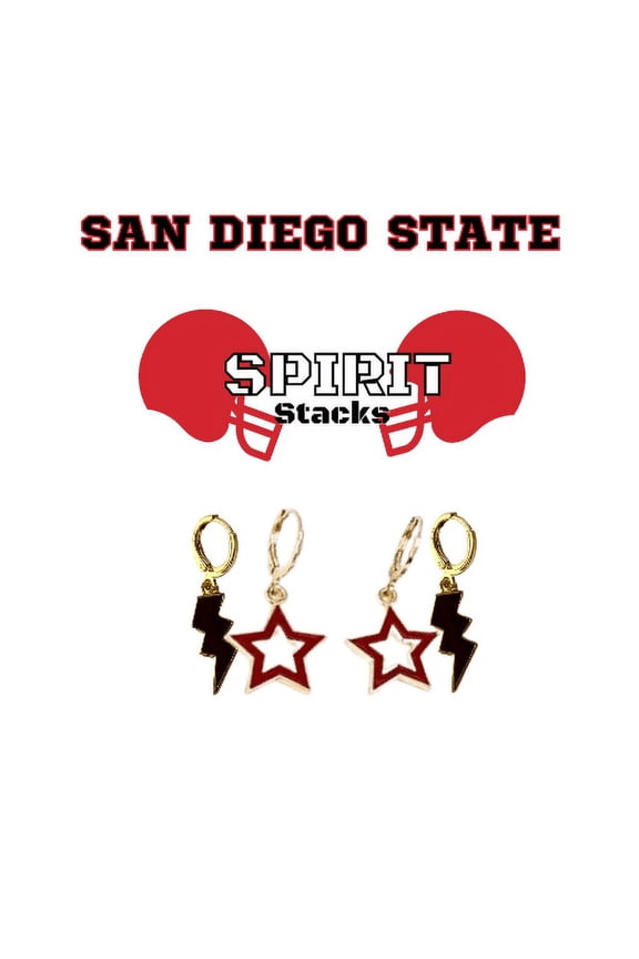 San Diego State - Aztecs Spirit Stack black mini enamel bolts and red statement open starboys