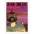 thumbnail image 1 of San Diego USA - Cabrillo Monument Lighthouse - National Airlines - Vintage Airline Travel Poster by Bill Simon c.1960s - Bamboo Fine Art 290gsm Paper Print (Unframed) 24x32in, 1 of 4