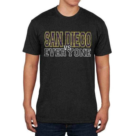 San Diego VS Everyone Vintage Distressed Mens Soft T Shirt Vintage Black MD