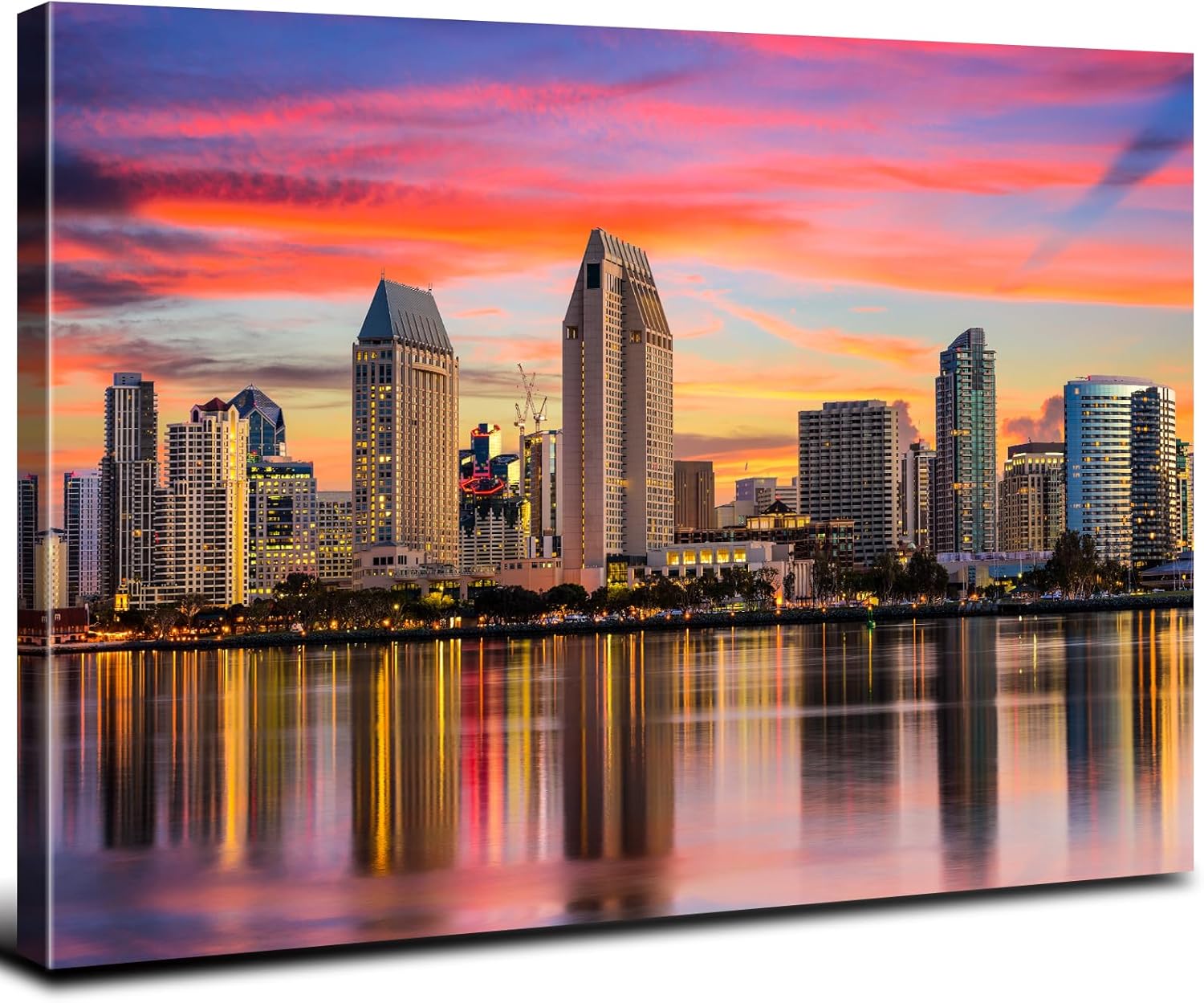 Image showcasing San Diego Wall Art Sunset California Skyline Pictures for Living Room ...