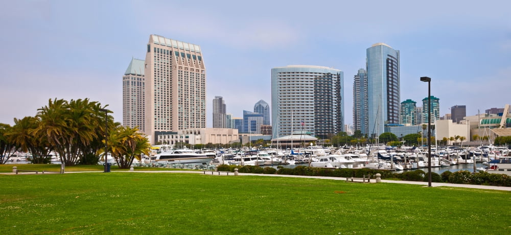 San Diego downtown marina and skyline San Diego County California USA Canvas Art - Panoramic Images (36 x 12)