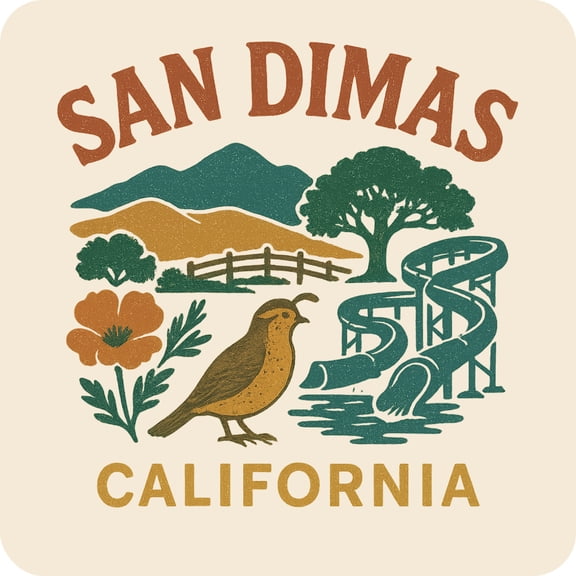 San Dimas California Keepsakes Souvenir Vinyl Sticker – Destination Travel Keepsake Collectible (4-Inches Wide)