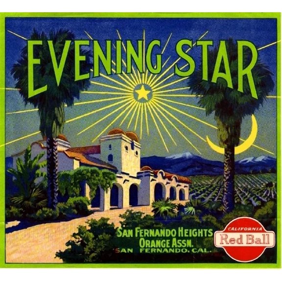 San Fernando Evening Star Rey Mission Orange Citrus Fruit Art Print Home Decor Office Wall Art