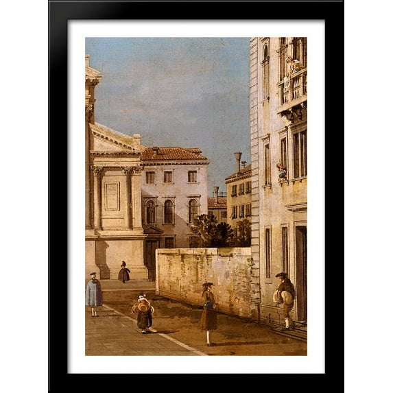 San Francesco della Vigna, Church And Campo 28x38 Large Black Wood Framed Print Art by Canaletto