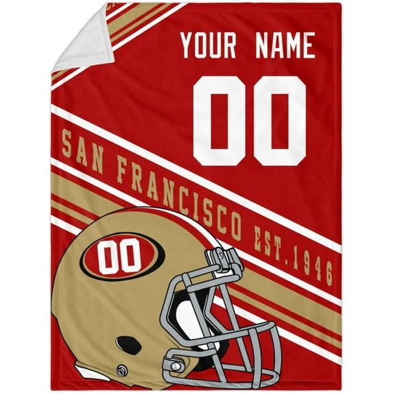 San Francisc0 Throw Blanket Custom Blanket Personalized Any Name & Number Bed Tapestry Gifts for Men 40"X50"