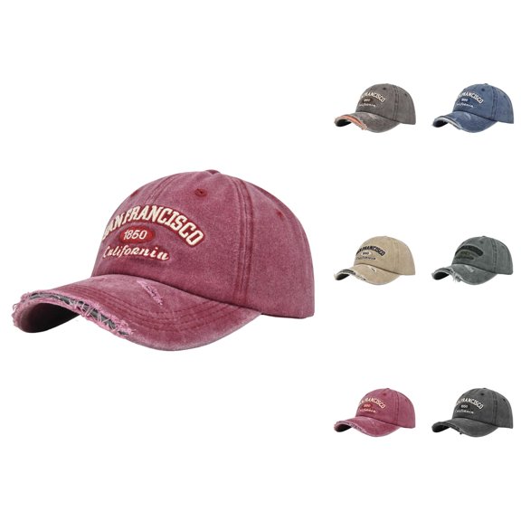 San Francisco 1850 California Baseball Cap for Men Women Ripped Washed Distressed Letter Embroidery Dad Hat