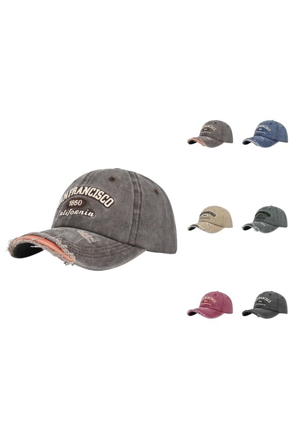 San Francisco 1850 California Baseball Cap for Men Women Ripped Washed Distressed Letter Embroidery Dad Hat