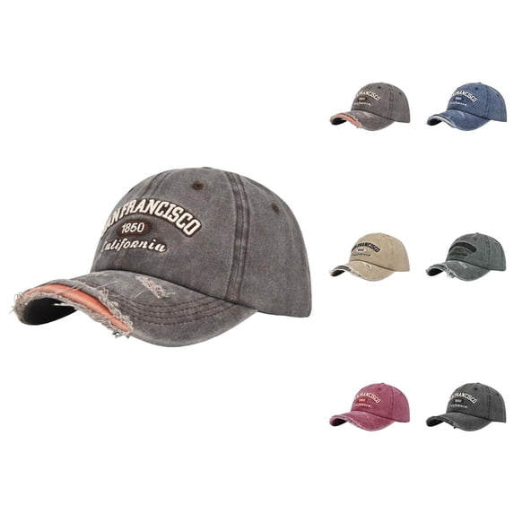San Francisco 1850 California Baseball Cap for Men Women Ripped Washed Distressed Letter Embroidery Dad Hat