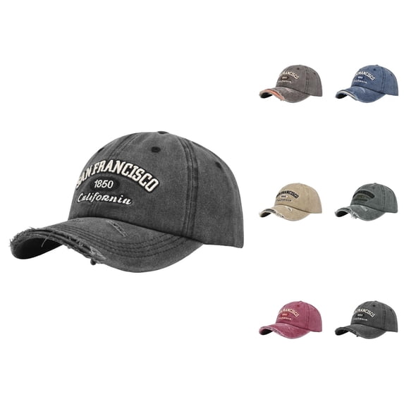 San Francisco 1850 California Baseball Cap for Men Women Ripped Washed Distressed Letter Embroidery Dad Hat