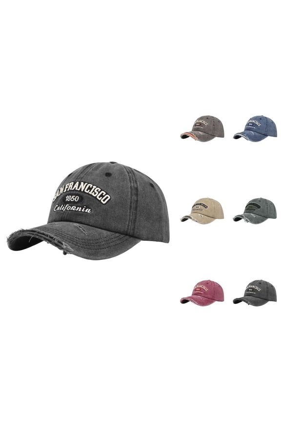 San Francisco 1850 California Baseball Cap for Men Women Ripped Washed Distressed Letter Embroidery Dad Hat