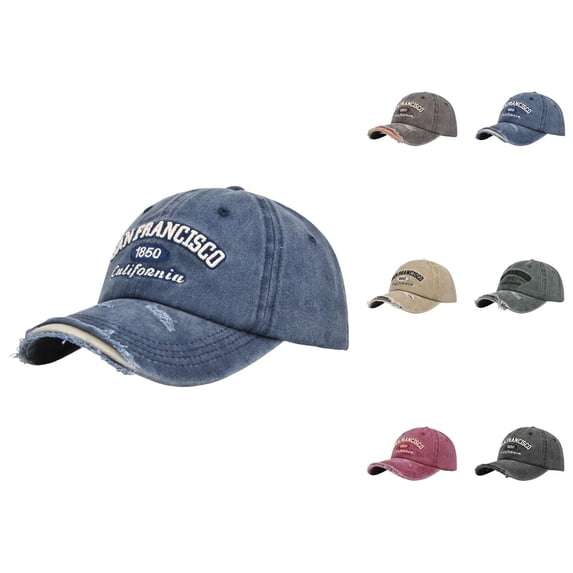 San Francisco 1850 California Baseball Cap for Men Women Ripped Washed Distressed Letter Embroidery Dad Hat