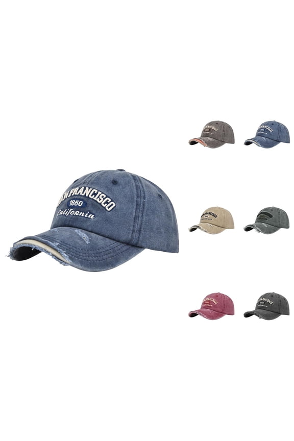 San Francisco 1850 California Baseball Cap for Men Women Ripped Washed Distressed Letter Embroidery Dad Hat