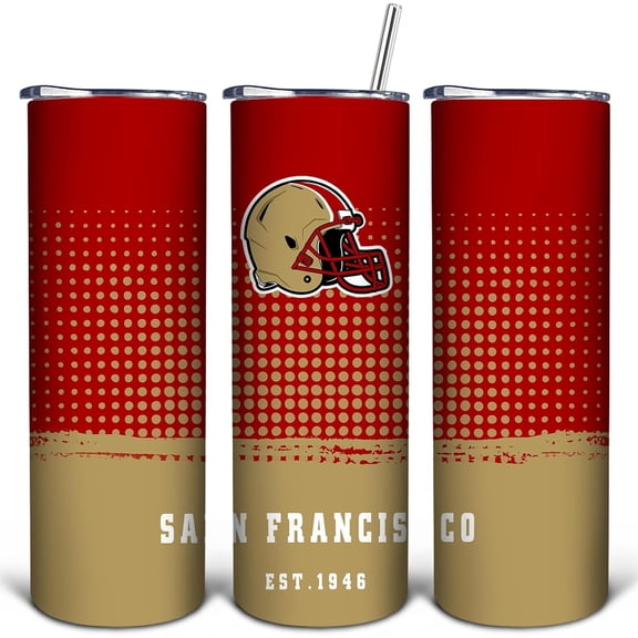 San Francisco 20oz City Classic Stainless Steel Tumbler with Lid and Straw for Football Fans Gifts Skinny Travel Mug Tumbler Cup Keeps Drinks Cold & Hot