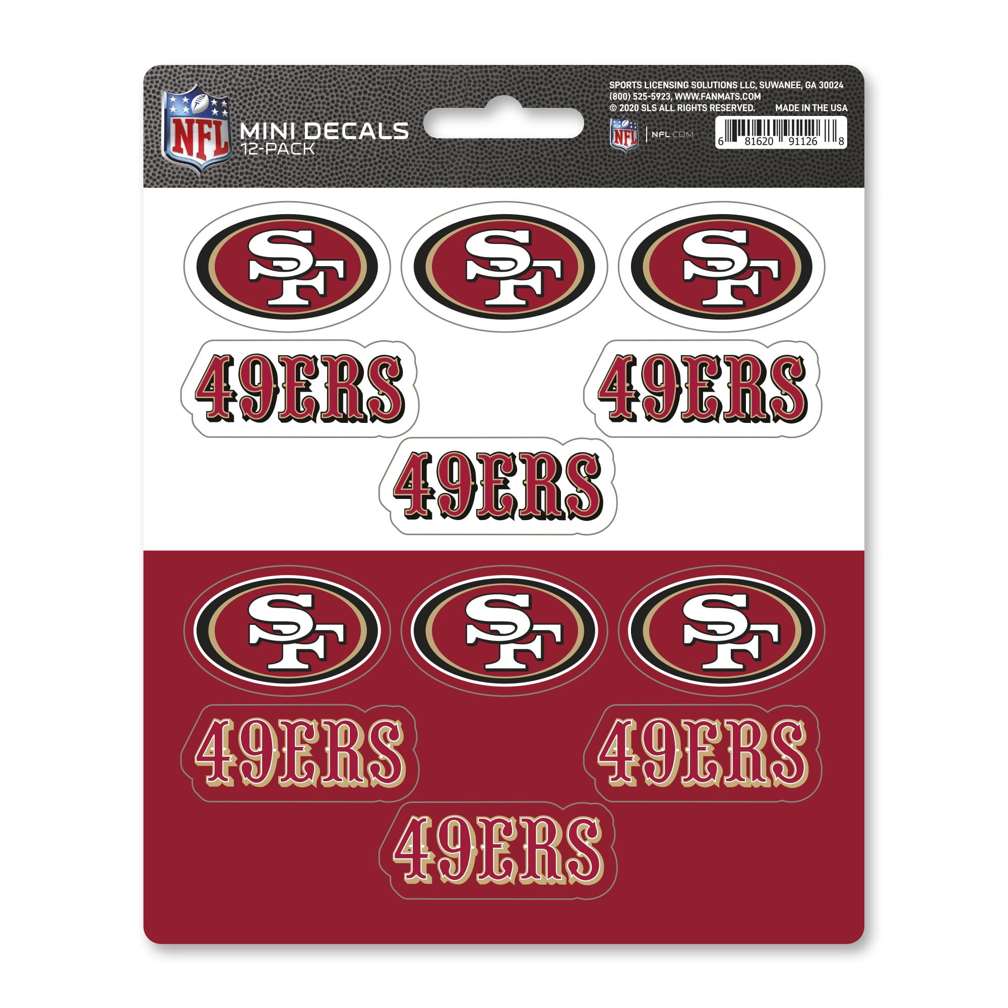 San Francisco 49ers 12 Count Mini Decal Sticker Pack 61135 - Walmart.com