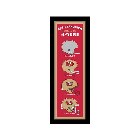 San Francisco 49ers 12" x 36" Helmet Heritage Framed Banner