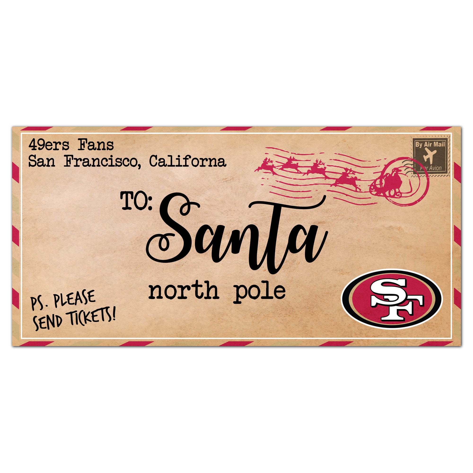 Niners Letters San Francisco 49ers 6'' x 12'' Letter to Santa Sign - Walmart.com