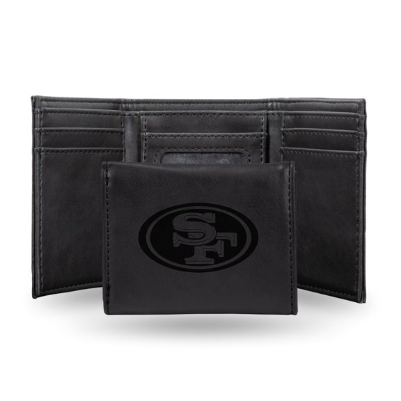 San Francisco 49ers Black Laser Engraved Tri-Fold Wallet - Men's Accessory
