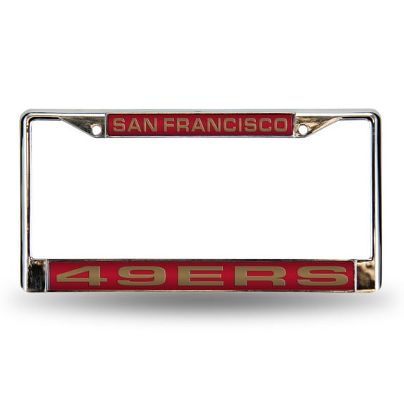 NFL San Francisco 49ers Red Laser Chrome Acrylic License Plate Frame QGC7096