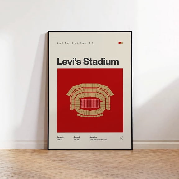 San Francisco 49ers Poster, Levi's Stadium Print, Mid Century Modern Football Poster, Sports Bedroom Posters, Minimalist Office Wall Art 8x12 UNFRAMED
