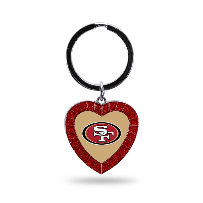 San Francisco 49ers Red Rhinestone Heart Keychain 