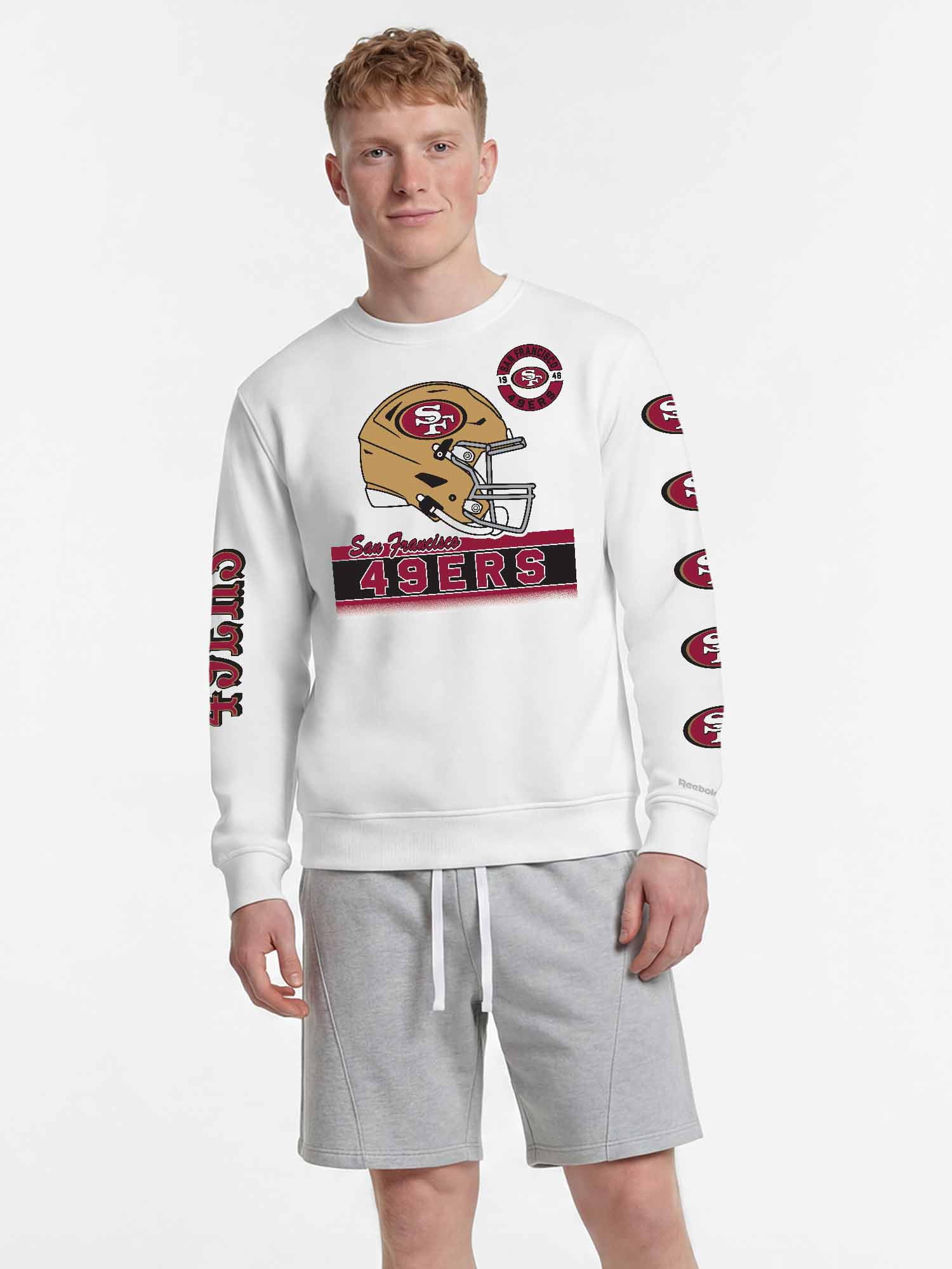 San Francisco 49ers Reebok Mens White Crew Sweatshirt