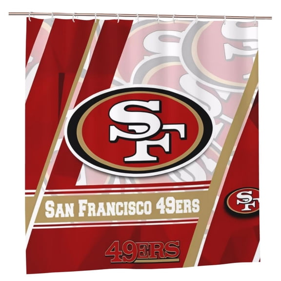 San_Francisco 72"X 72 " Bathroom Shower Curtain Waterproof And Heat Resistant Football Team Themed Bathroom Set With Hooks Mildew Resistant Bathroom Decor, Perfect Gift For Fans On Game Day