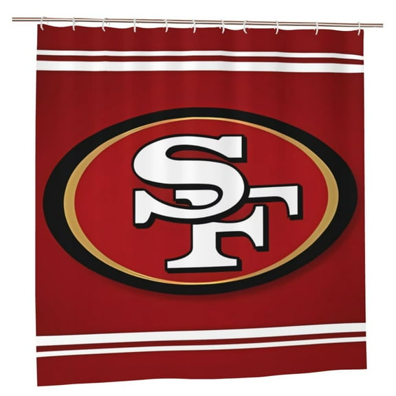 San_Francisco 72"X 72 " Bathroom Shower Curtain Waterproof And Heat Resistant Football Team Themed Bathroom Set With Hooks Mildew Resistant Bathroom Decor, Perfect Gift For Fans On Game Day