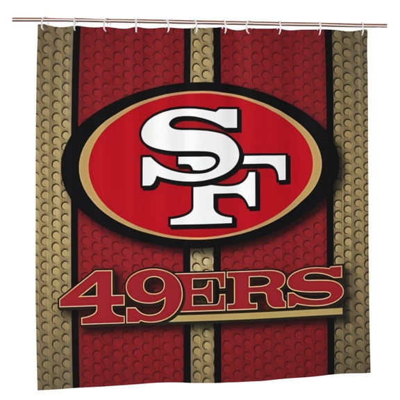 San_Francisco 72"X 72 " Bathroom Shower Curtain Waterproof And Heat Resistant Football Team Themed Bathroom Set With Hooks Mildew Resistant Bathroom Decor, Perfect Gift For Fans On Game Day