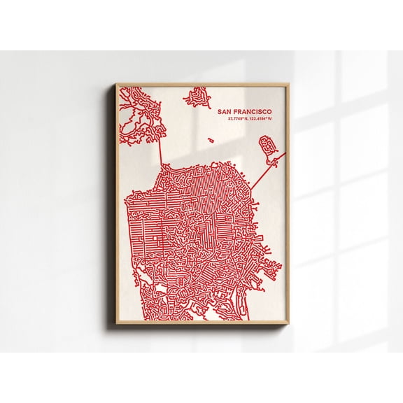 San Francisco Art Poster, San Francisco Map Wall Art, Map Of San Francisco Poster, Realtor Closing Gift, City Map Poster, House Warming Gift412, Unframed Poster Size 16x24