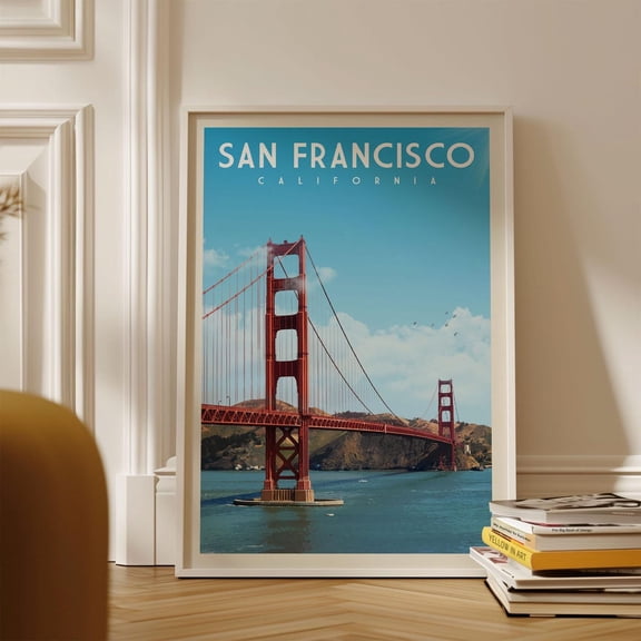 San Francisco Art Print San Francisco Print California Wall Art Golden Gate Bridge Vintage Travel Decor Apartment Wall Decor