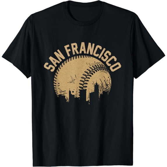 San Francisco Baseball Skyline California Player Fan T-Shirt
