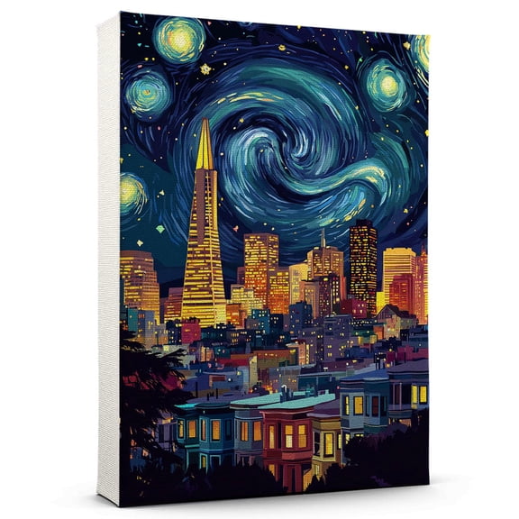 San Francisco Bay Areas Travel Starry Night Canvas Print, California Canvas Wall art, San Francisco Bay Areas Map Canvas, California Travel Art Picture Print -96AZ1198