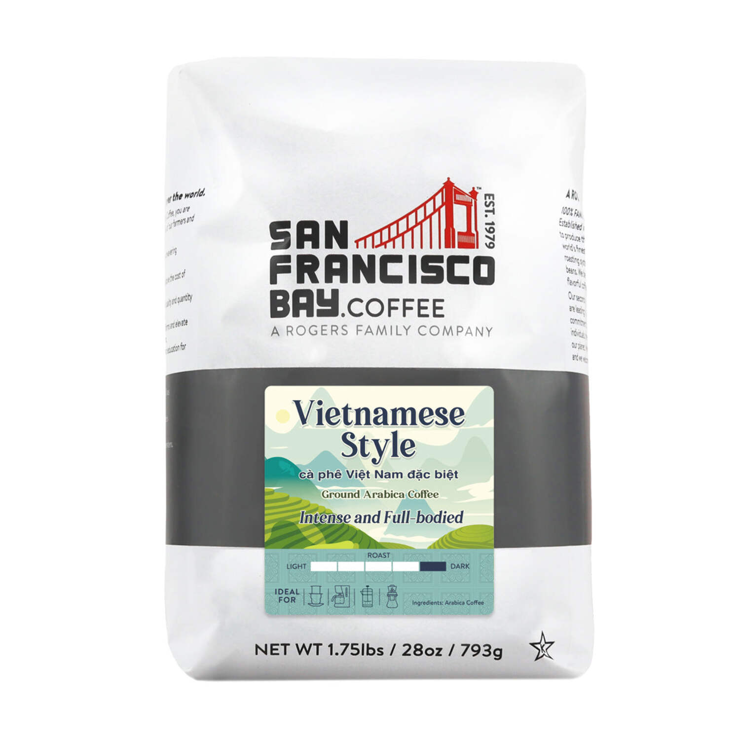 San Francisco Bay Ground Coffee - Vietnamese Style (28oz Bag), Dark Roast 28oz Bag (Pack of 1)