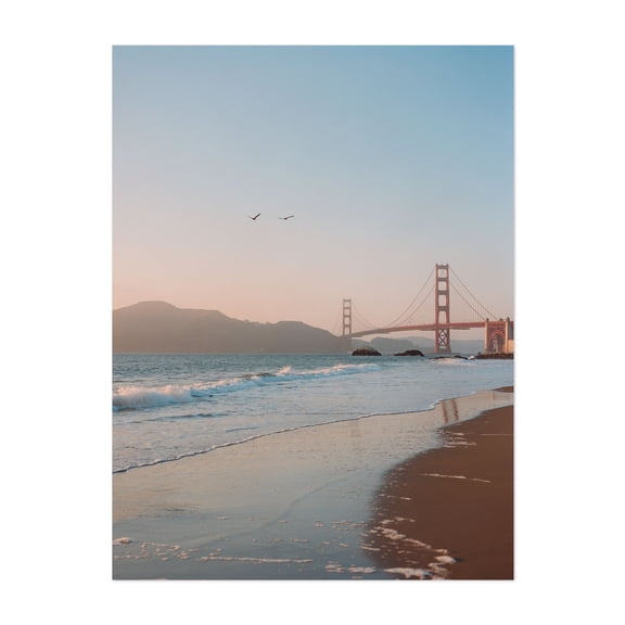 San Francisco Beach Sunset II - San Francisco California Photography Bridge Seascape Sunset Landscape Ocean Coast Beach Unframed Wall Art Print 5 x 7 inches