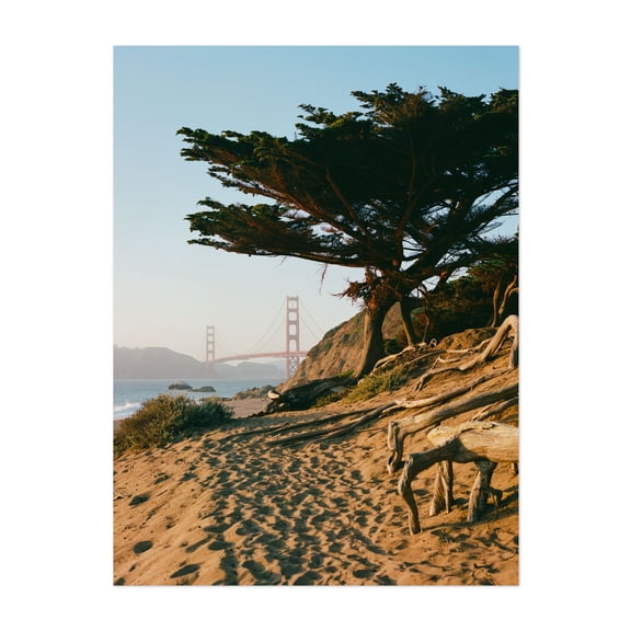 San Francisco Beach Sunset - San Francisco California Photography Bridge Coast Landscape Nature Scenic Beach Travel Poster Unframed Wall Art Print 36 x 48 inches