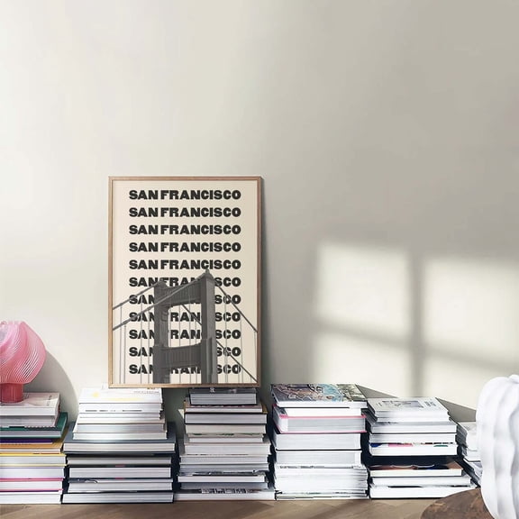 San Francisco Black And White Golden Gate Bridge Neutral Travel Art, Unframed Paper Poster 8x10in