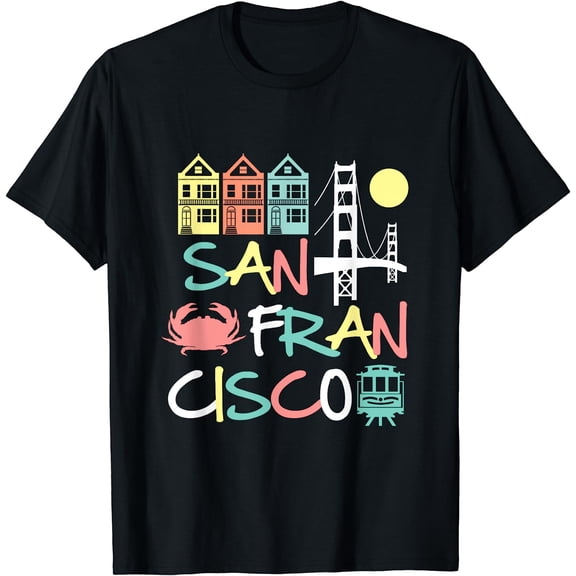 San Francisco Bridge SF Icons Vintage Graphic Dark T-Shirt Black 3X-Large