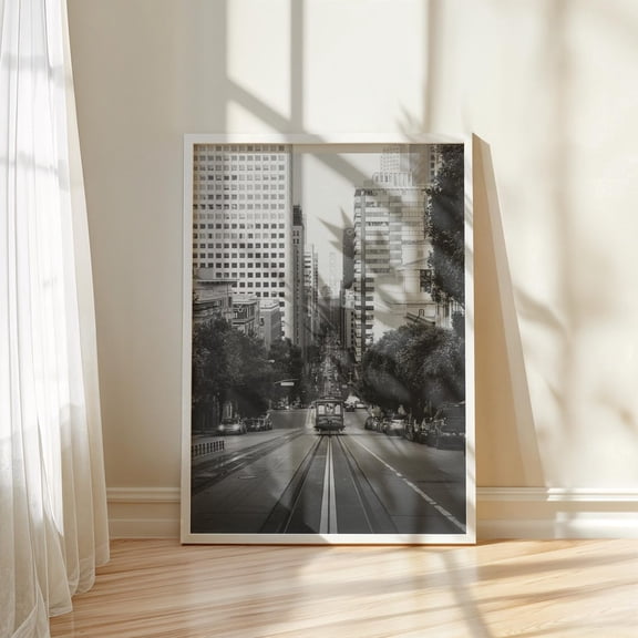 San Francisco Cable Car Black White Wall Art Poster Unframed Paper Print