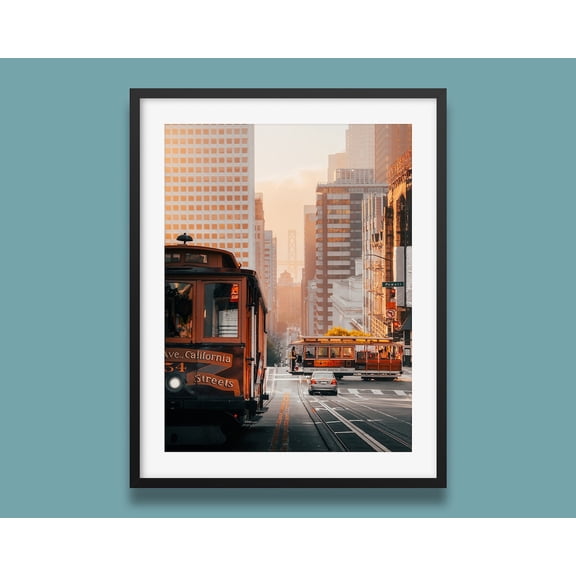 San Francisco Cable Car Print Sunrise In Sf California Street Art, Unframed Paper Print