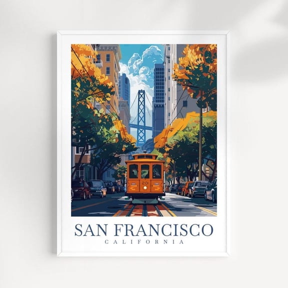San Francisco Cable Car Wall Art Print California Decor Unframed Paper Print