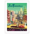thumbnail image 1 of San Francisco - Cable Cars - Vintage Airline Travel Poster by David Klein c.1950s - Bamboo Fine Art 290gsm Paper Print (Unframed) 18x24in, 1 of 4