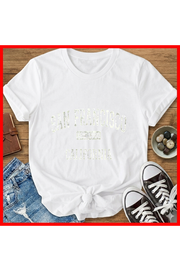 San Francisco California CA Vintage Distressed Typography Travel Unisex T-Shirt (1), up to size 5XL