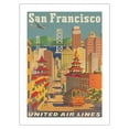 thumbnail image 1 of San Francisco California - Cable Car in Chinatown - United Air Lines - Vintage Airline Travel Poster by Joseph Fehér c.1950s - Fine Art Matte Paper Print (Unframed) 18x24in, 1 of 4