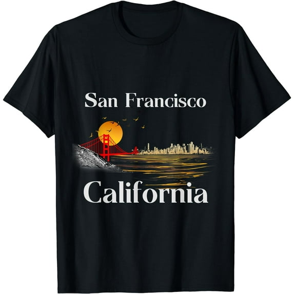 San Francisco California Cityscape Men, Women and Youth T-Shirt Black 4X-Large