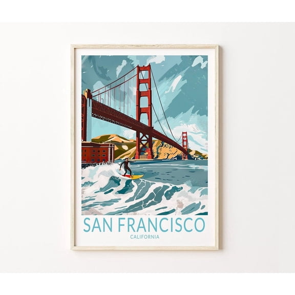 San Francisco California Golden Gate Bridge Coastal Wall Decor Home Decor Unframed Paper Print