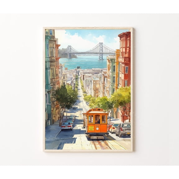 San Francisco California Golden Gate Cityscape Wall Art, Unframed Paper Poster 8x10in