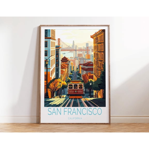 San Francisco California Iconic Skyline Wall Art, Unframed Paper Print Size 8x12